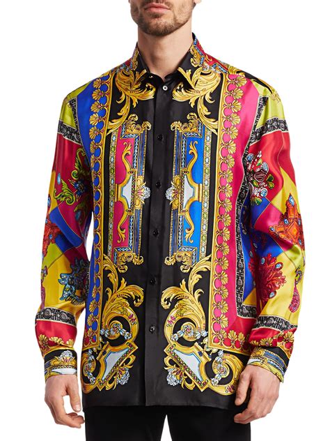 versace mens silk|Versace collection men shirt sale.